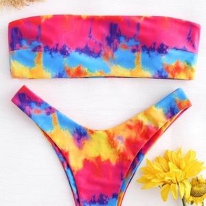 Bandeau High Cut Tie Dye Bikini.